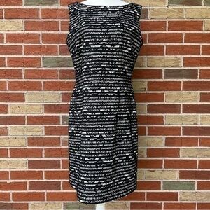 Tahari ASL Striped Black White Sleeveless Sheath Dress 👗